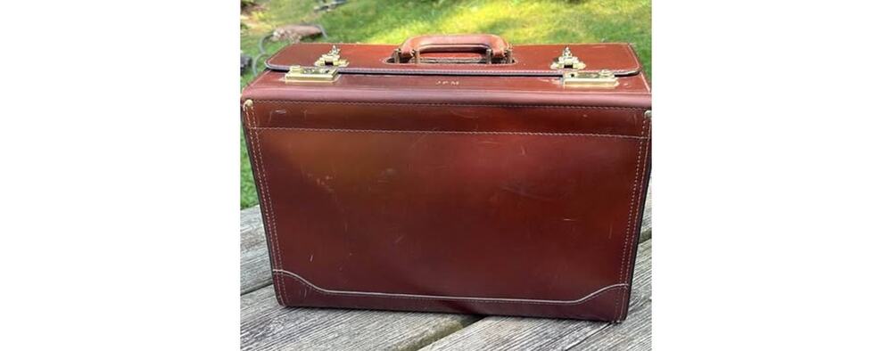 Vintage Leather Pilot Briefcase with Monogram